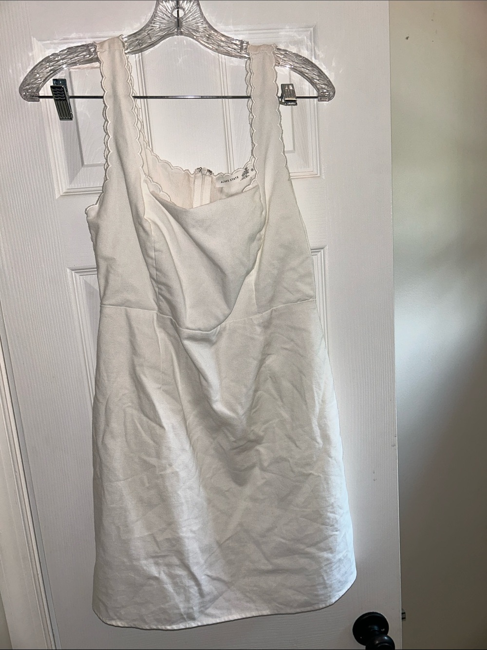 Altar'd State White Scallop-Edge Linen Blend Tank Dress Medium